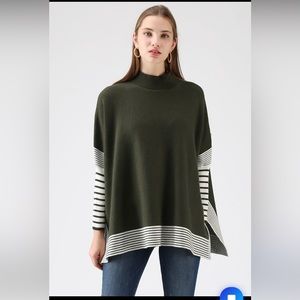CHICWISH Lie in Olive Fields Oversize Knit Cape Sweater Sz S/M
